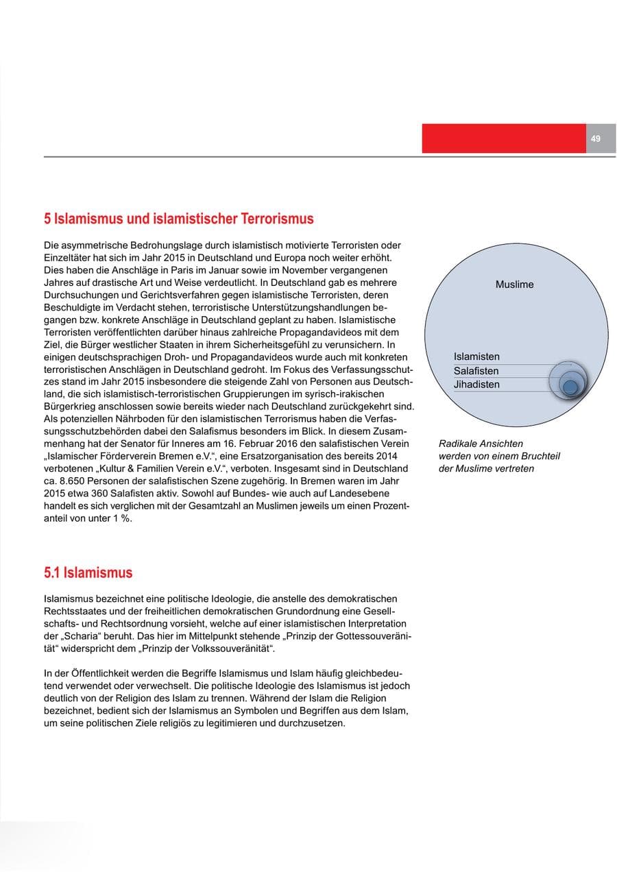 Seite 49 des Verfassungsschutzbericht 2015 Bremen