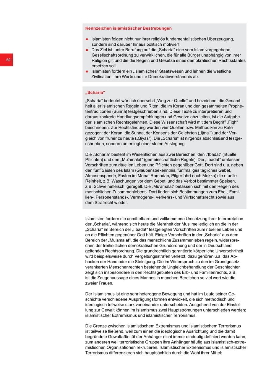 Seite 50 des Verfassungsschutzbericht 2015 Bremen