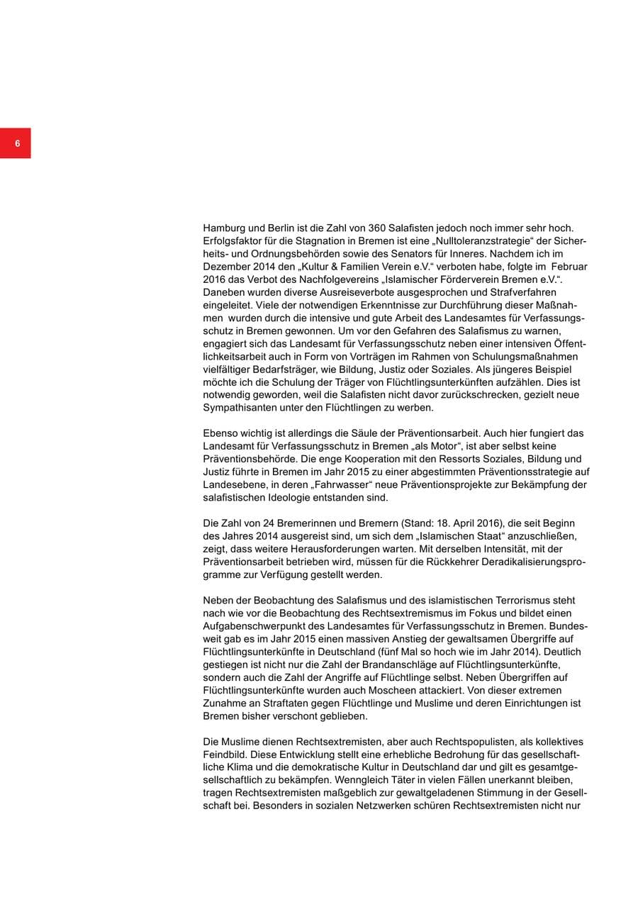 Seite 6 des Verfassungsschutzbericht 2015 Bremen