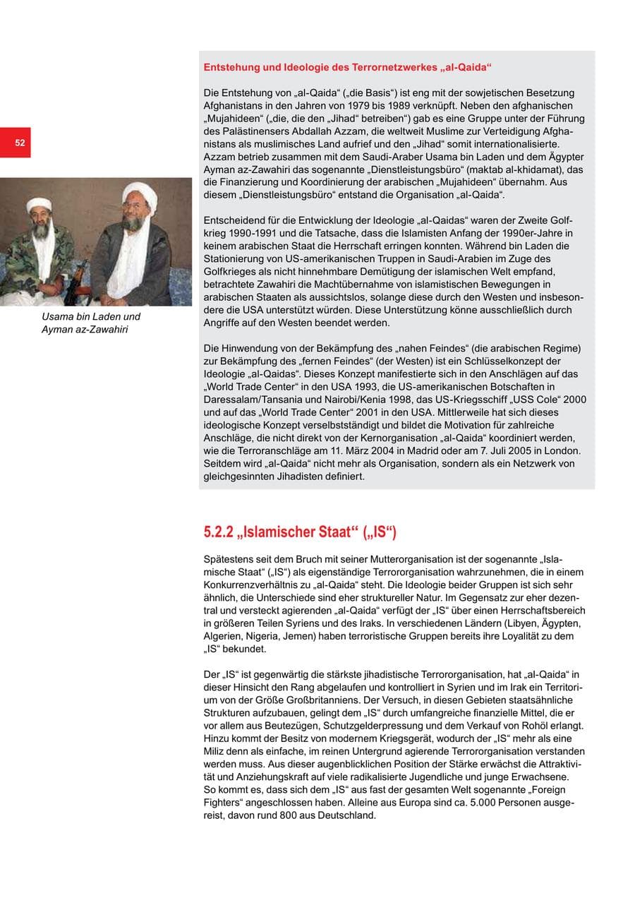 Seite 52 des Verfassungsschutzbericht 2015 Bremen