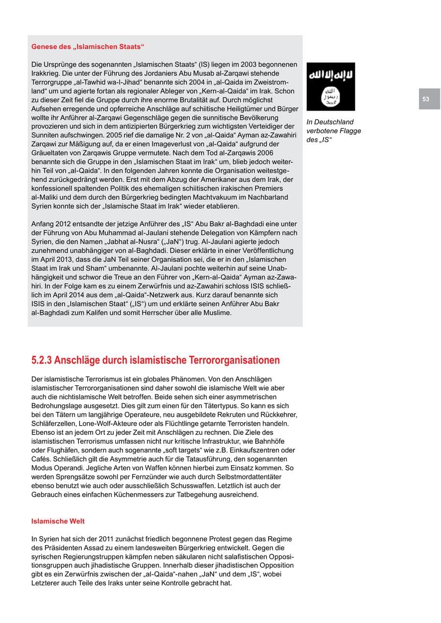 Seite 53 des Verfassungsschutzbericht 2015 Bremen