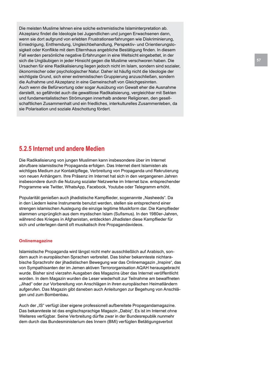Seite 57 des Verfassungsschutzbericht 2015 Bremen