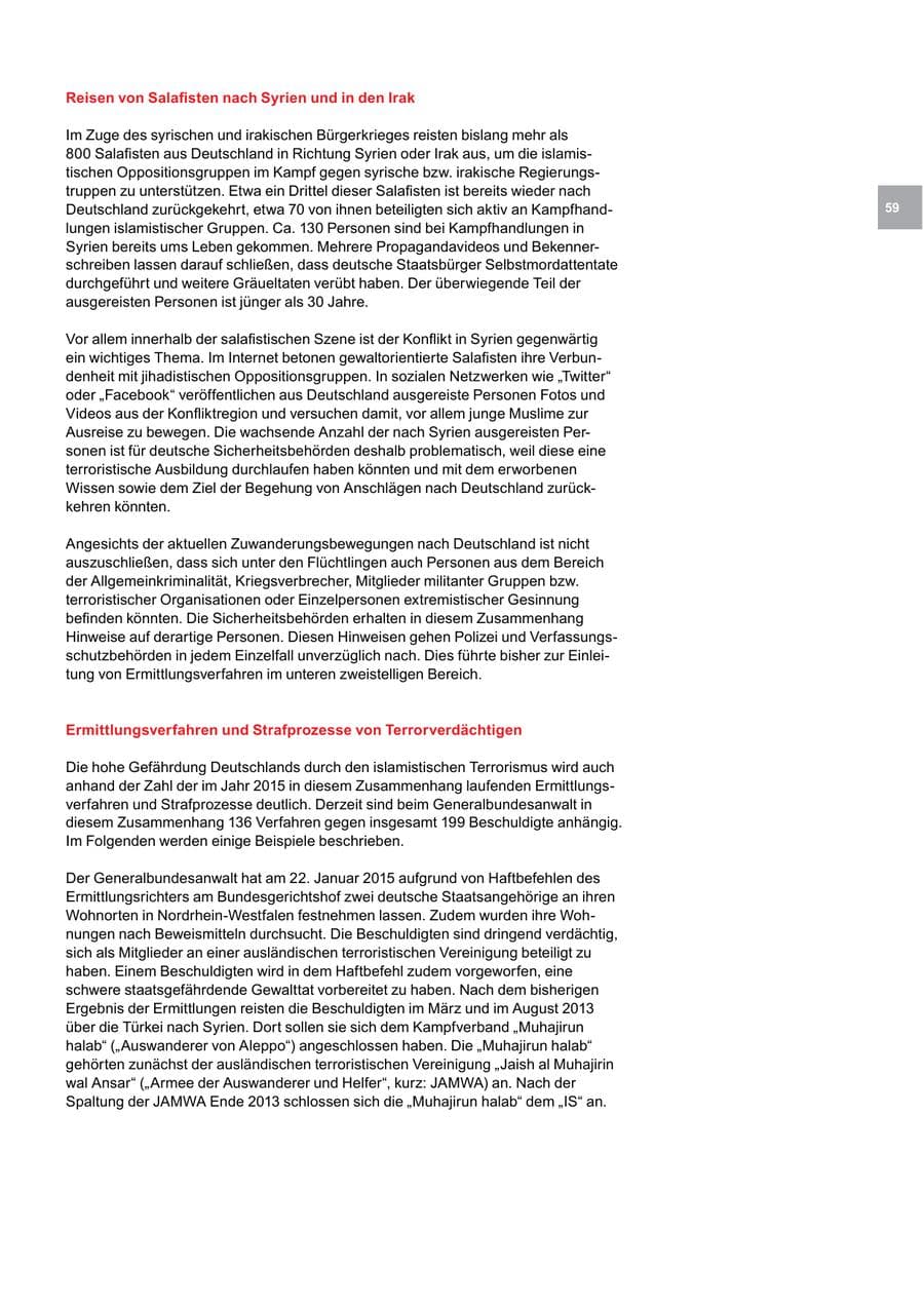 Seite 59 des Verfassungsschutzbericht 2015 Bremen