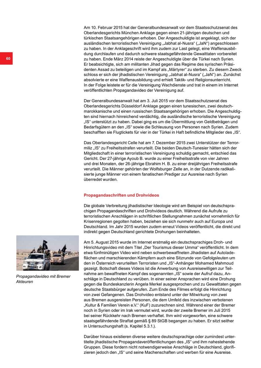 Seite 60 des Verfassungsschutzbericht 2015 Bremen