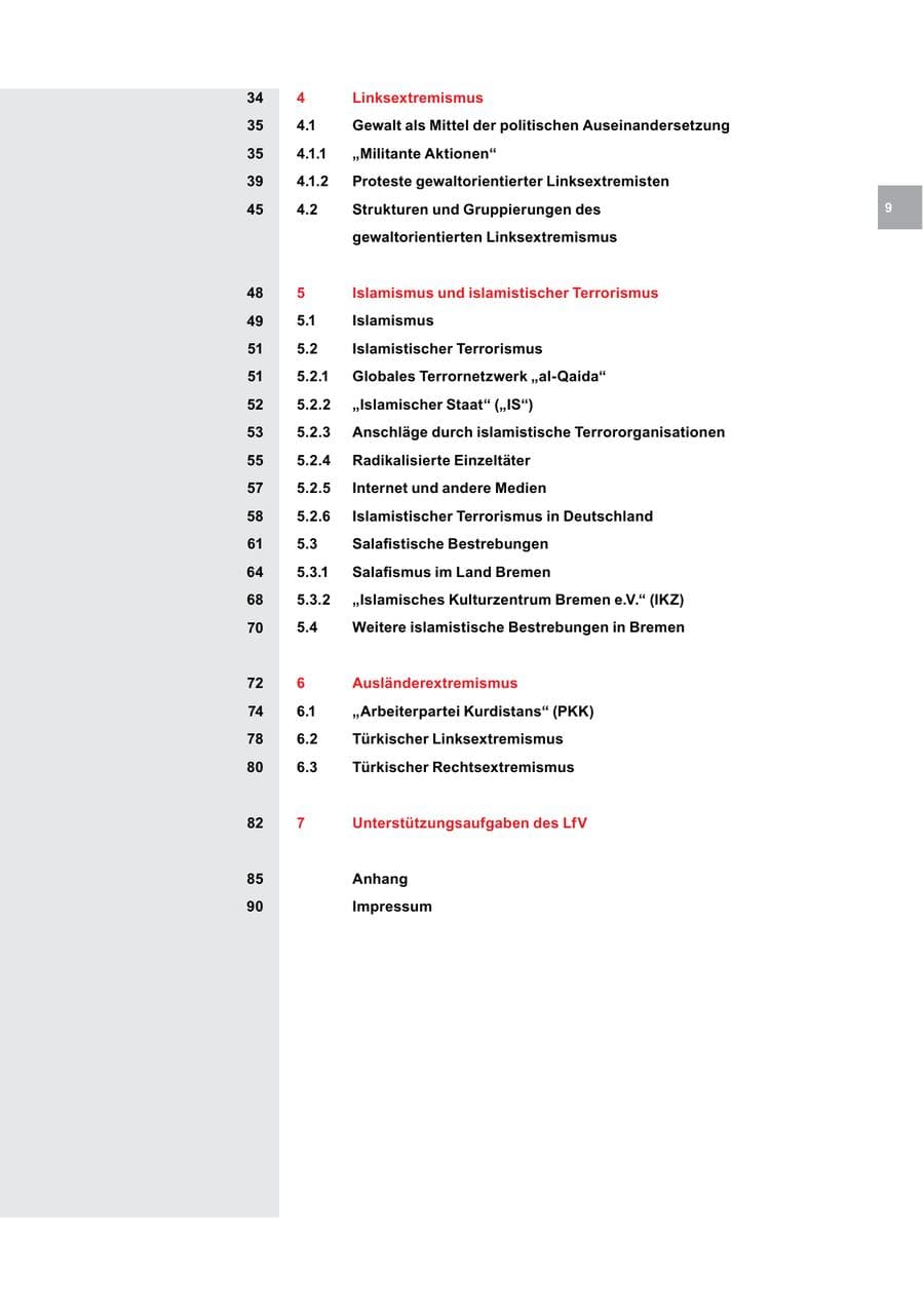 Seite 9 des Verfassungsschutzbericht 2015 Bremen