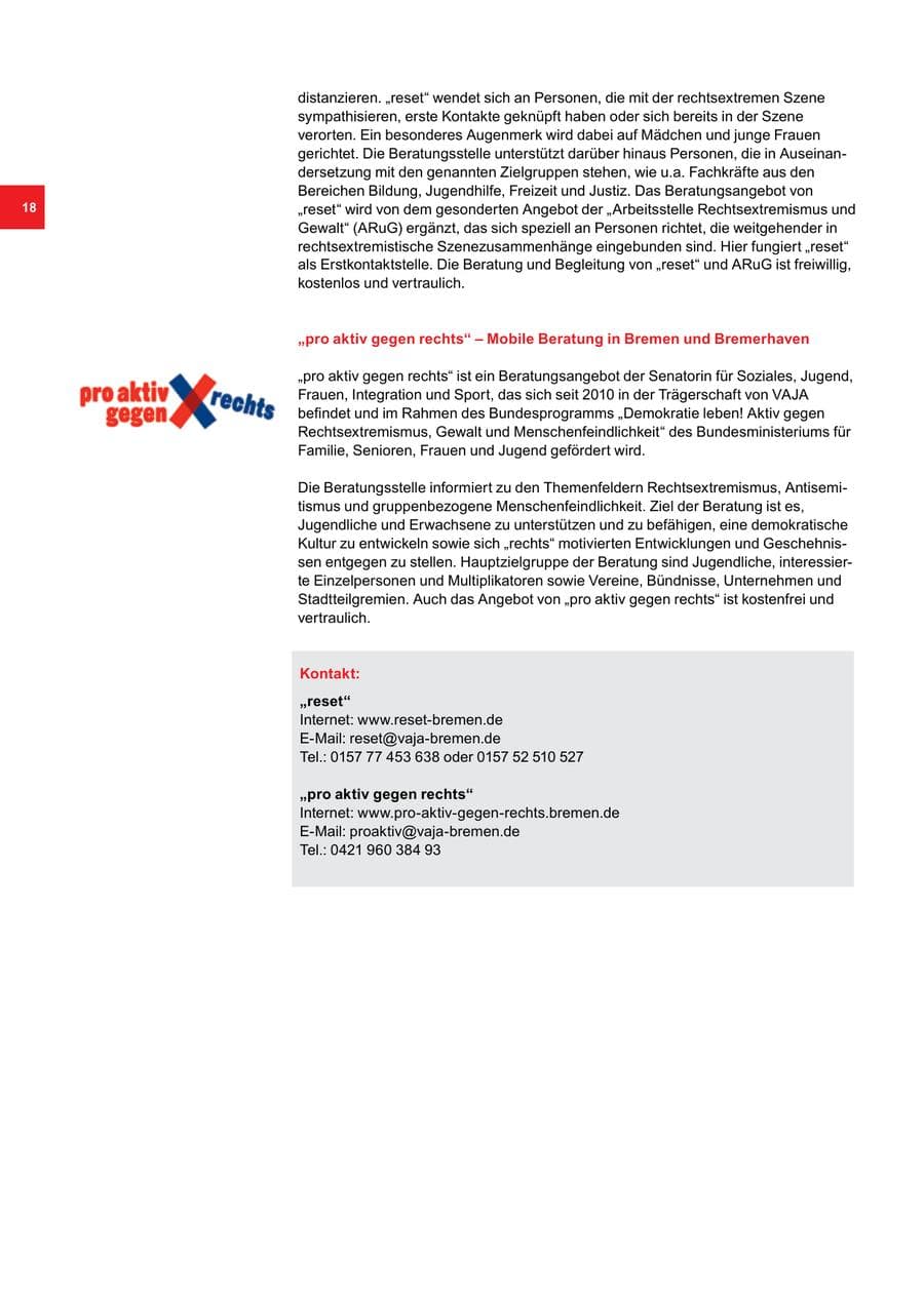 Seite 18 des Verfassungsschutzbericht 2016 Bremen