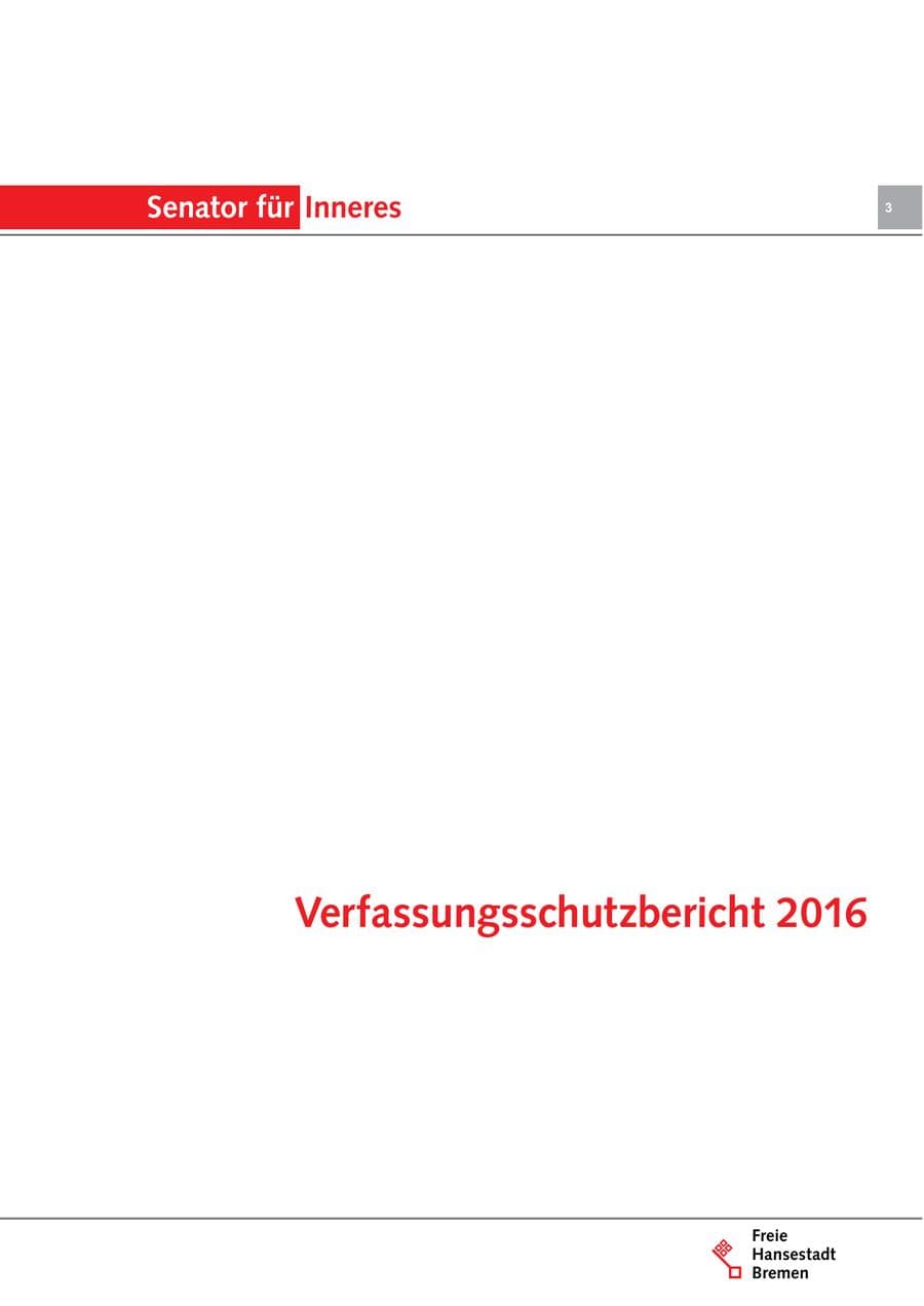 Seite 3 des Verfassungsschutzbericht 2016 Bremen