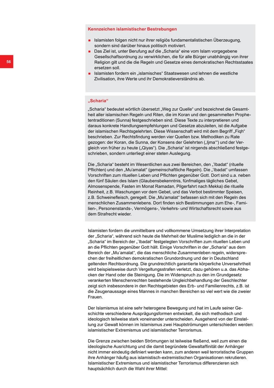 Seite 56 des Verfassungsschutzbericht 2016 Bremen