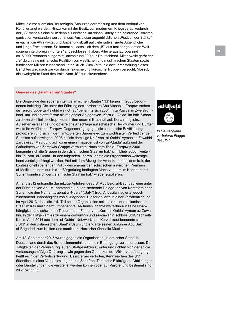 Seite 59 des Verfassungsschutzbericht 2016 Bremen