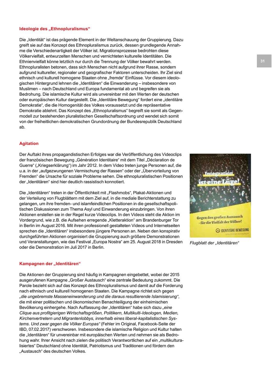 Seite 31 des Verfassungsschutzbericht 2018 Bremen