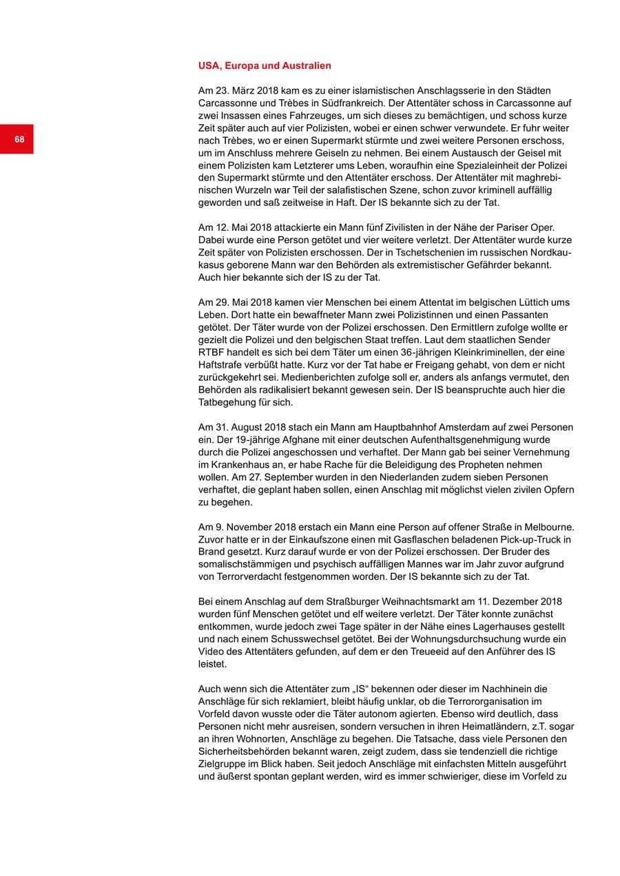 Seite 68 des Verfassungsschutzbericht 2018 Bremen