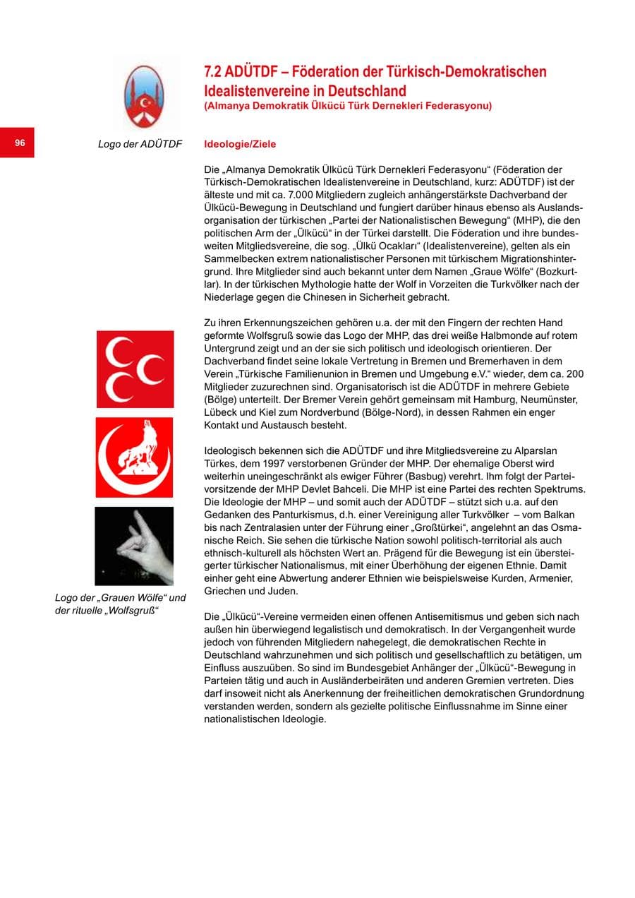 Seite 96 des Verfassungsschutzbericht 2018 Bremen