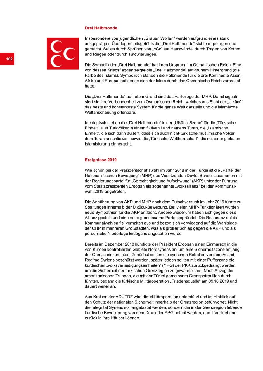 Seite 102 des Verfassungsschutzbericht 2019 Bremen