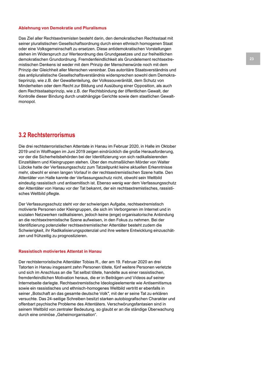 Seite 23 des Verfassungsschutzbericht 2019 Bremen