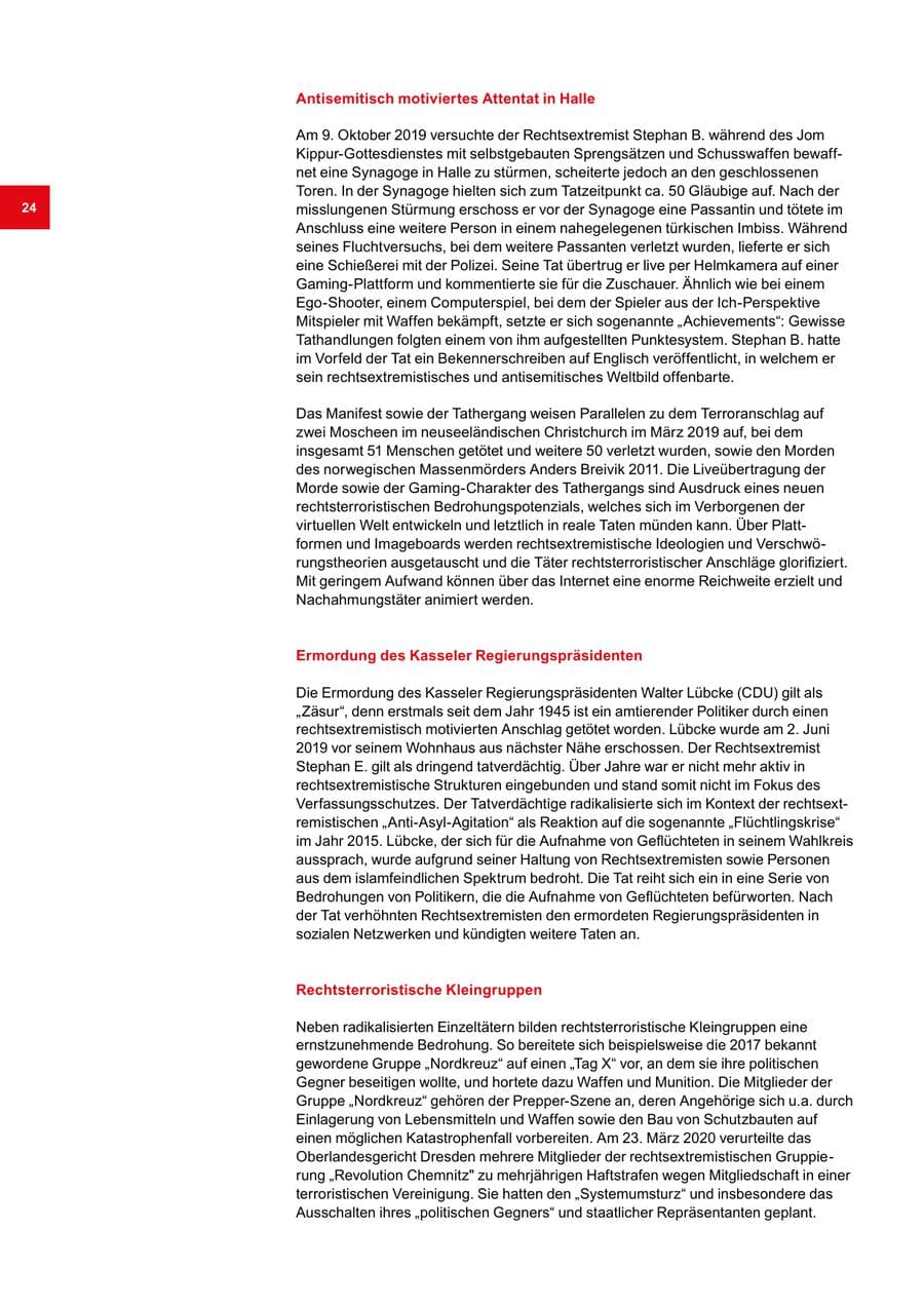 Seite 24 des Verfassungsschutzbericht 2019 Bremen