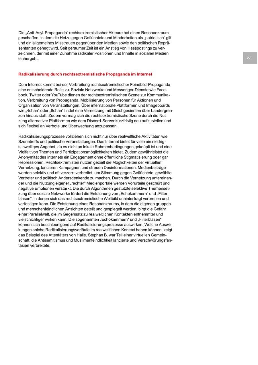 Seite 27 des Verfassungsschutzbericht 2019 Bremen