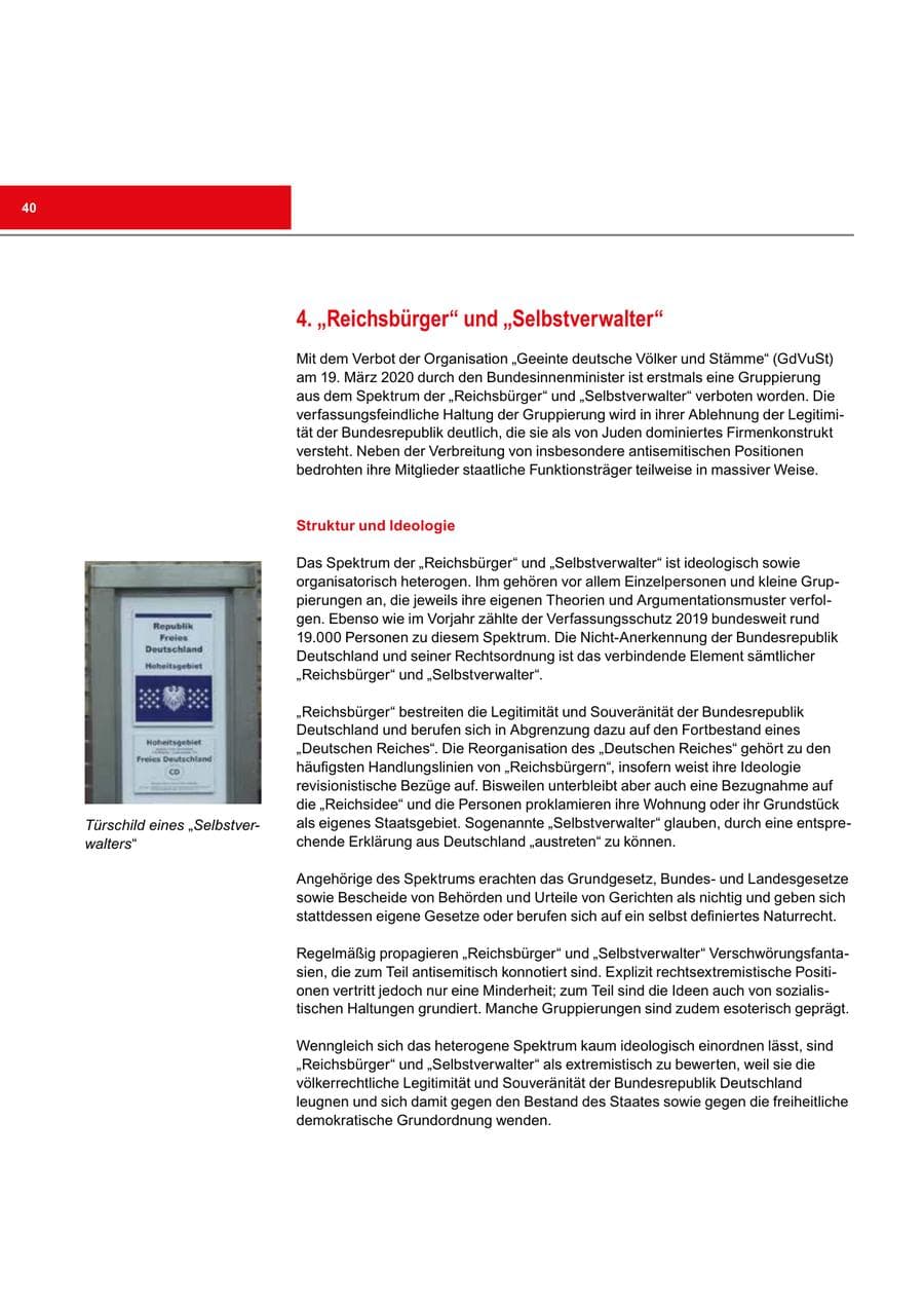 Seite 40 des Verfassungsschutzbericht 2019 Bremen