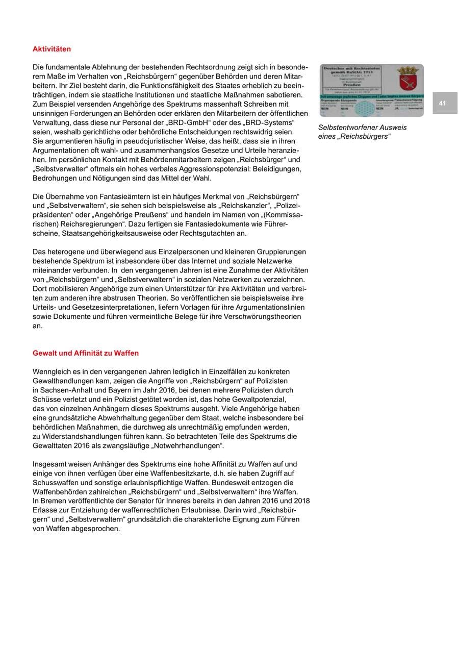 Seite 41 des Verfassungsschutzbericht 2019 Bremen