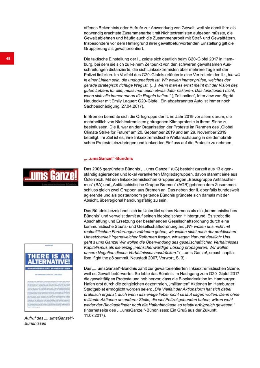 Seite 48 des Verfassungsschutzbericht 2019 Bremen
