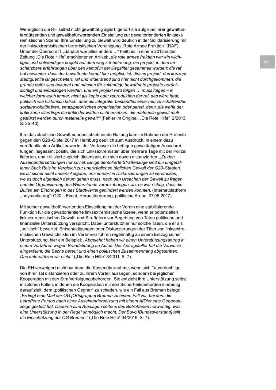 Seite 53 des Verfassungsschutzbericht 2019 Bremen