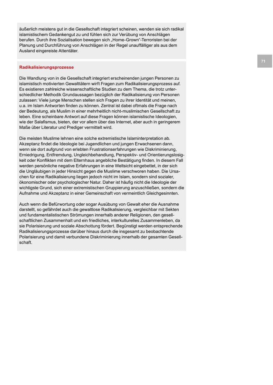 Seite 71 des Verfassungsschutzbericht 2019 Bremen