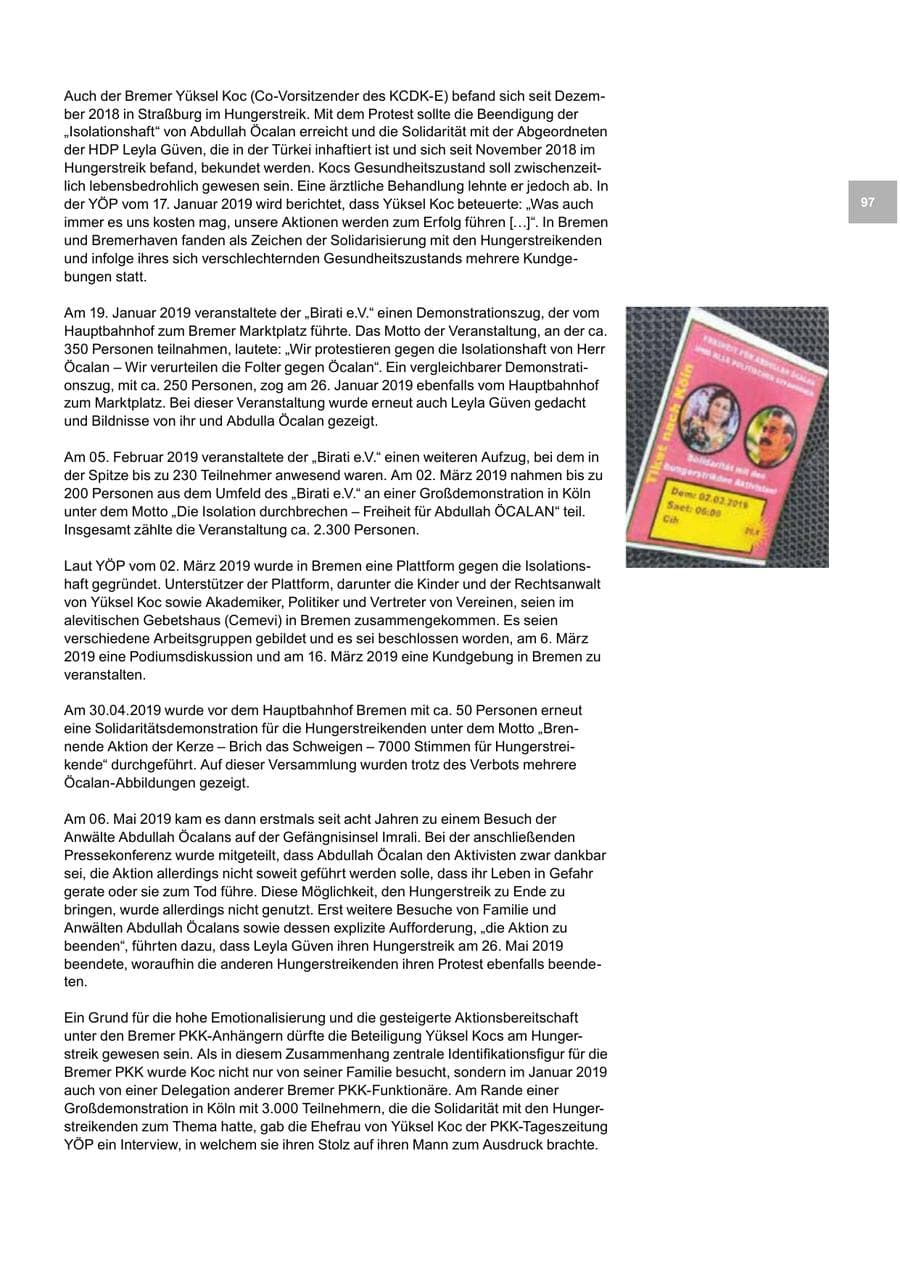 Seite 97 des Verfassungsschutzbericht 2019 Bremen