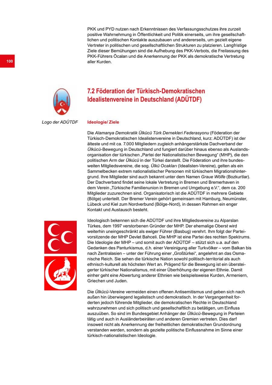 Seite 100 des Verfassungsschutzbericht 2019 Bremen
