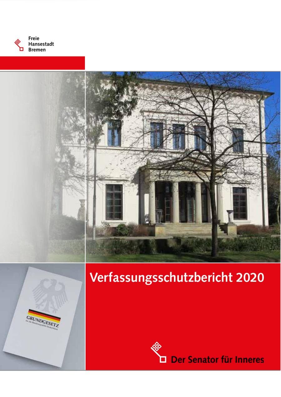 Seite 1 des Verfassungsschutzbericht 2020 Bremen