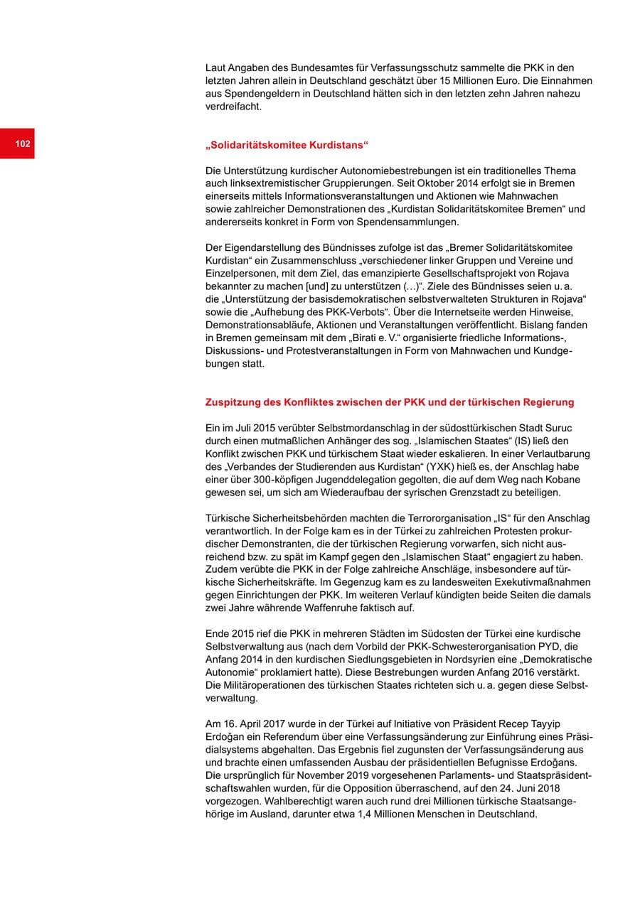 Seite 102 des Verfassungsschutzbericht 2020 Bremen