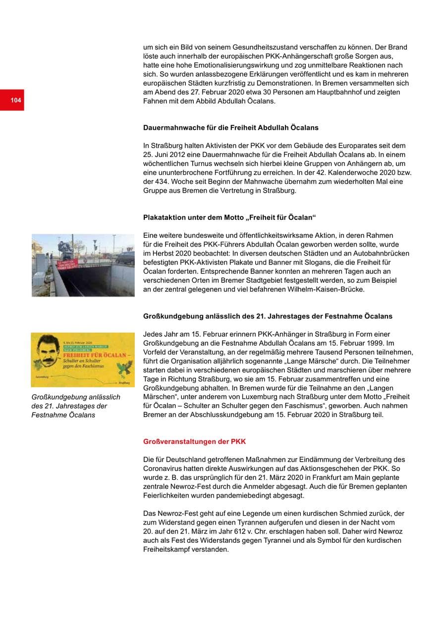 Seite 104 des Verfassungsschutzbericht 2020 Bremen