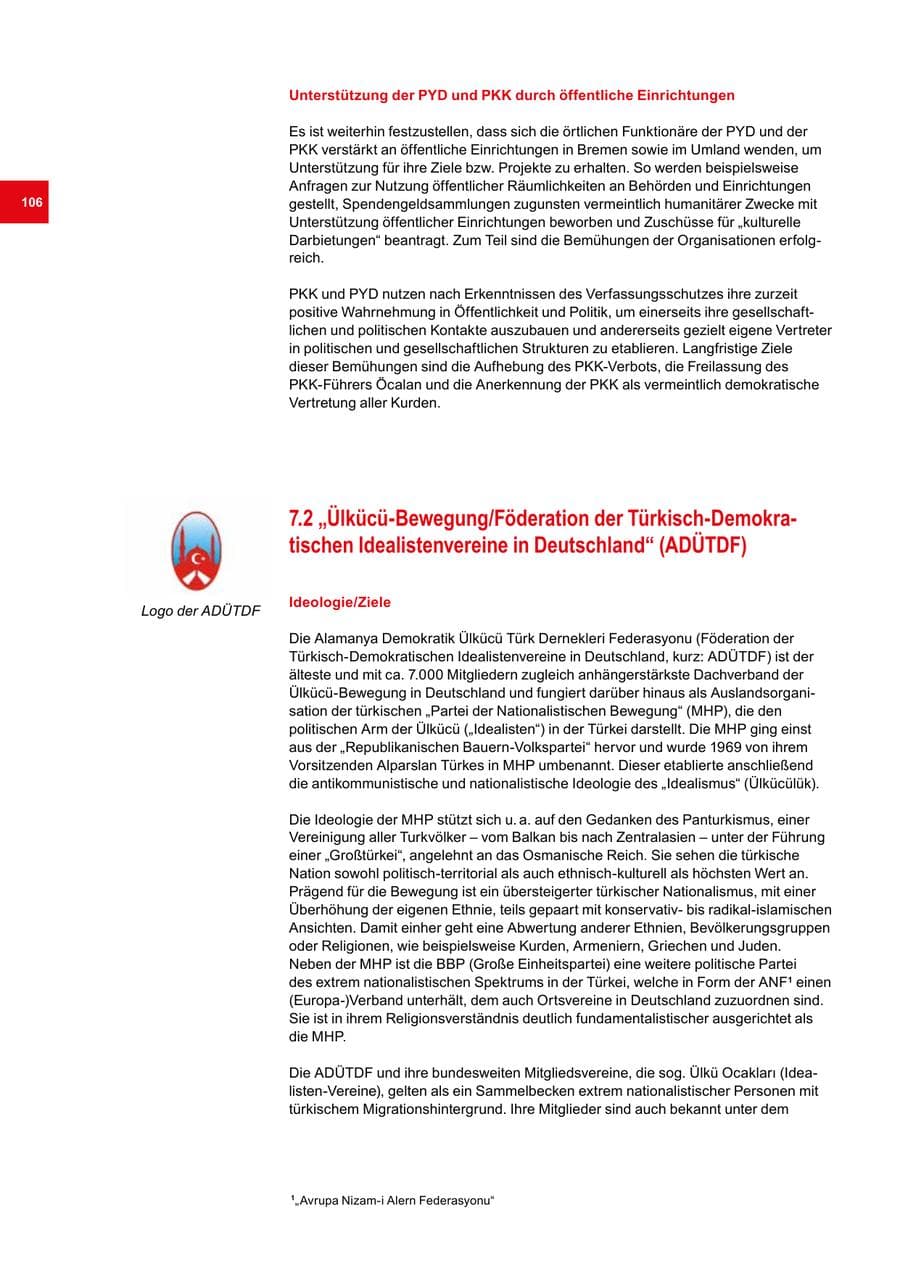 Seite 106 des Verfassungsschutzbericht 2020 Bremen