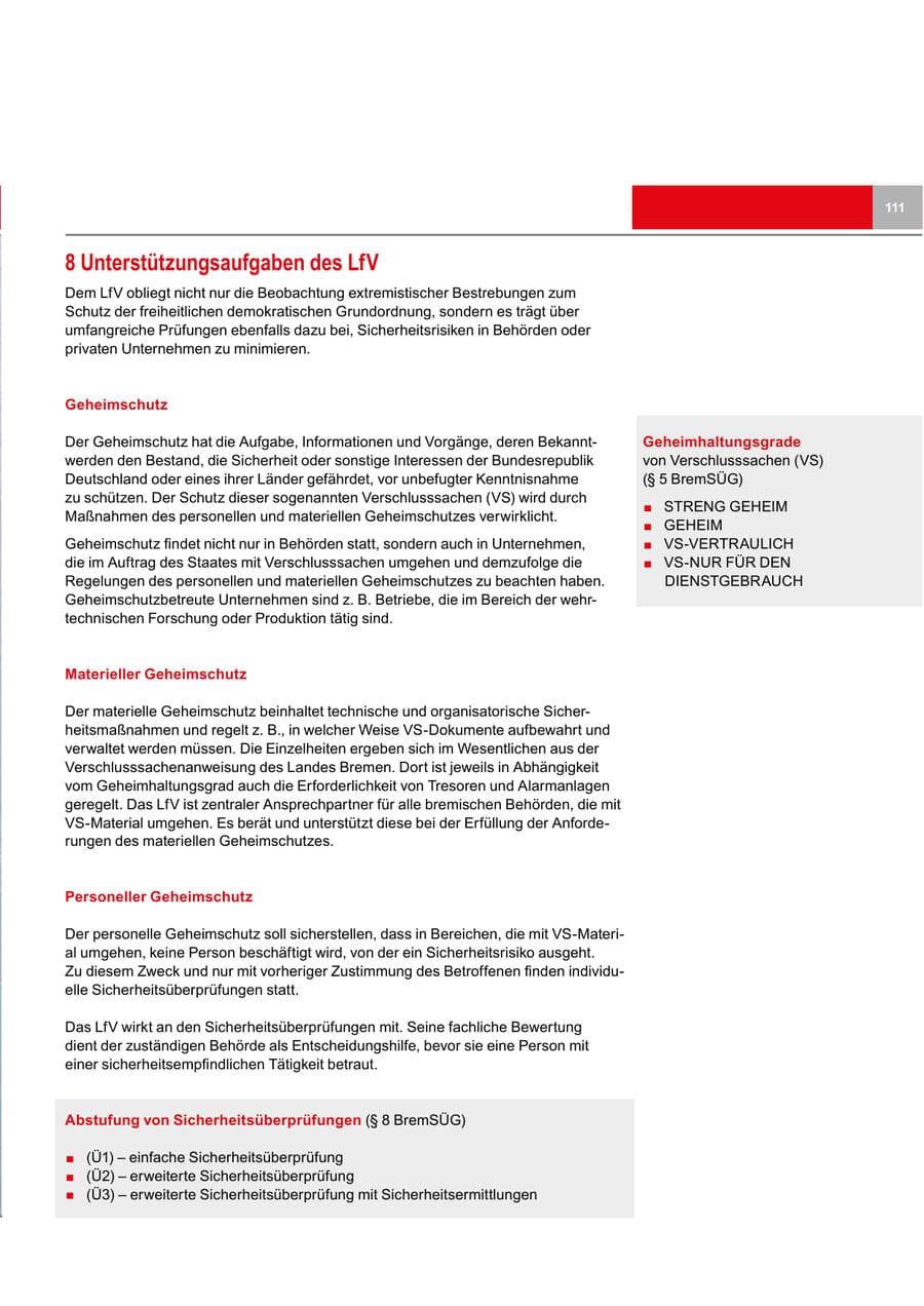 Seite 111 des Verfassungsschutzbericht 2020 Bremen