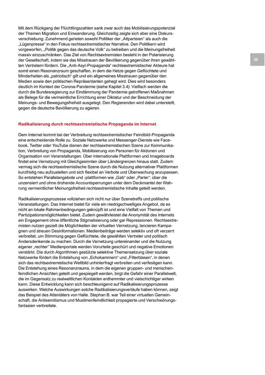 Seite 29 des Verfassungsschutzbericht 2020 Bremen