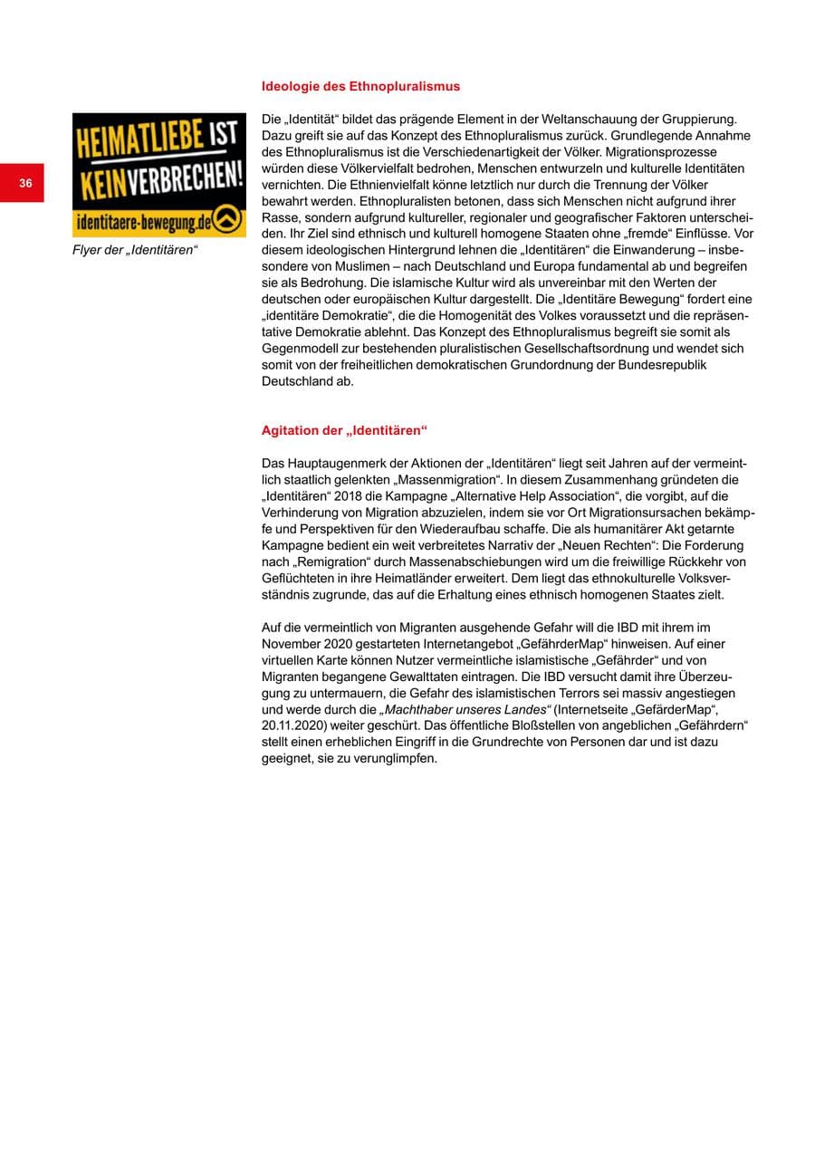Seite 36 des Verfassungsschutzbericht 2020 Bremen