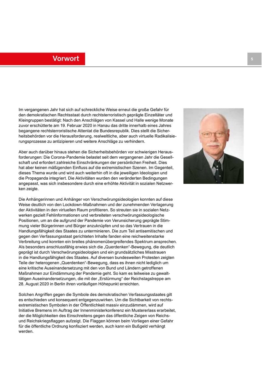 Seite 5 des Verfassungsschutzbericht 2020 Bremen