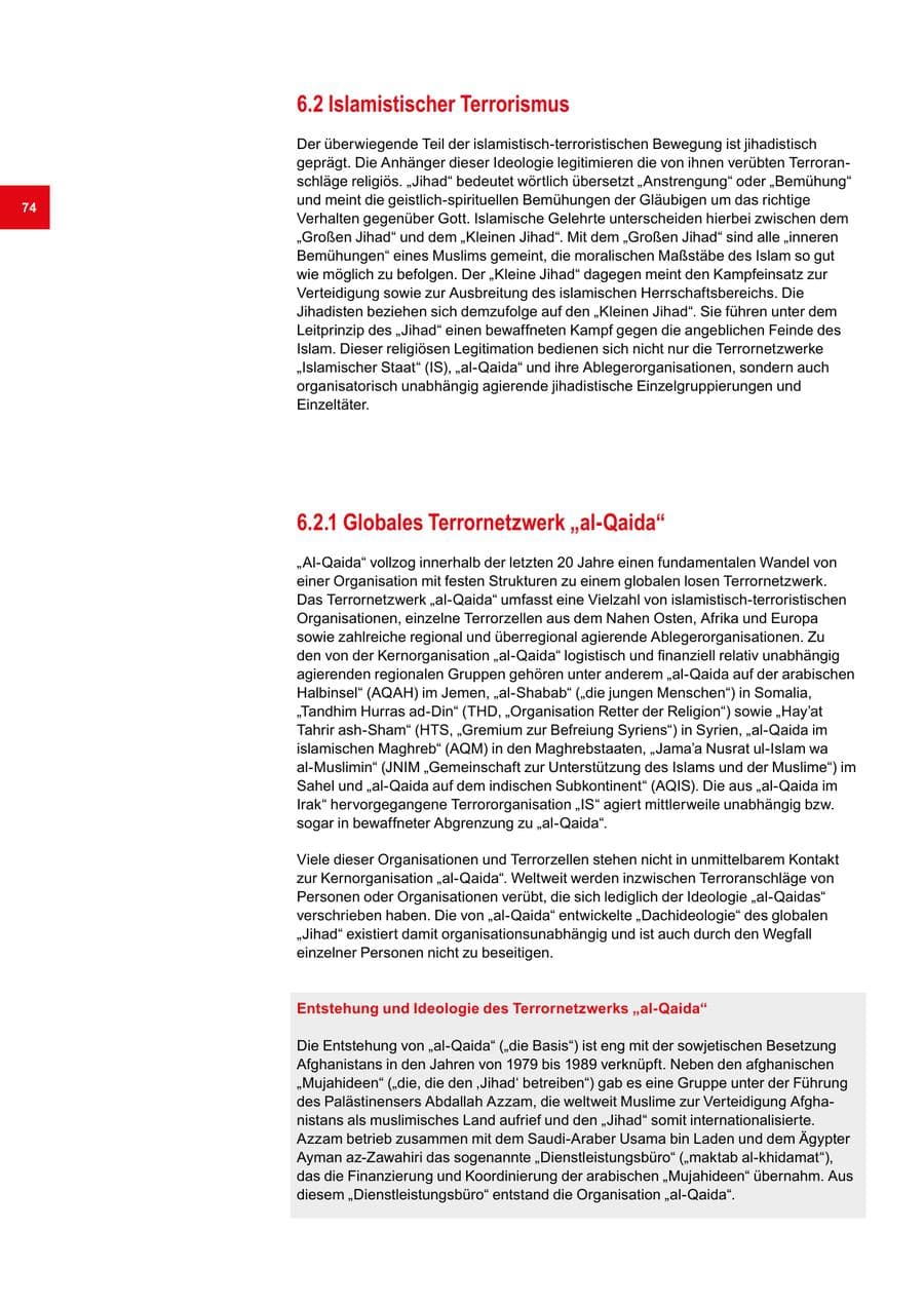 Seite 74 des Verfassungsschutzbericht 2020 Bremen