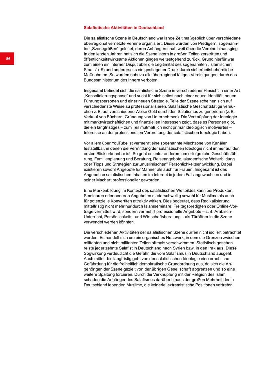 Seite 86 des Verfassungsschutzbericht 2020 Bremen