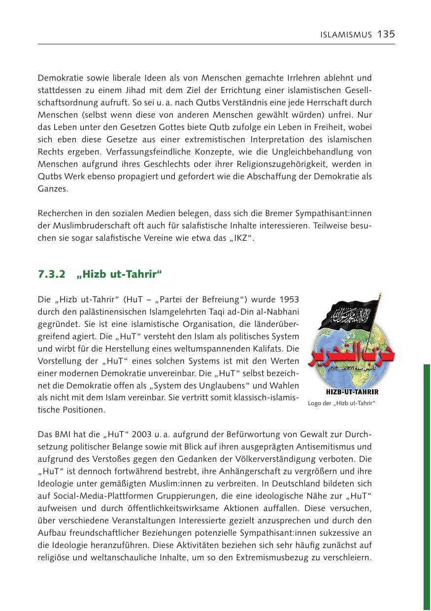 Seite 135 des Verfassungsschutzbericht 2022 Bremen