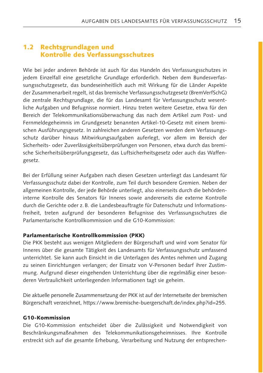 Seite 15 des Verfassungsschutzbericht 2022 Bremen