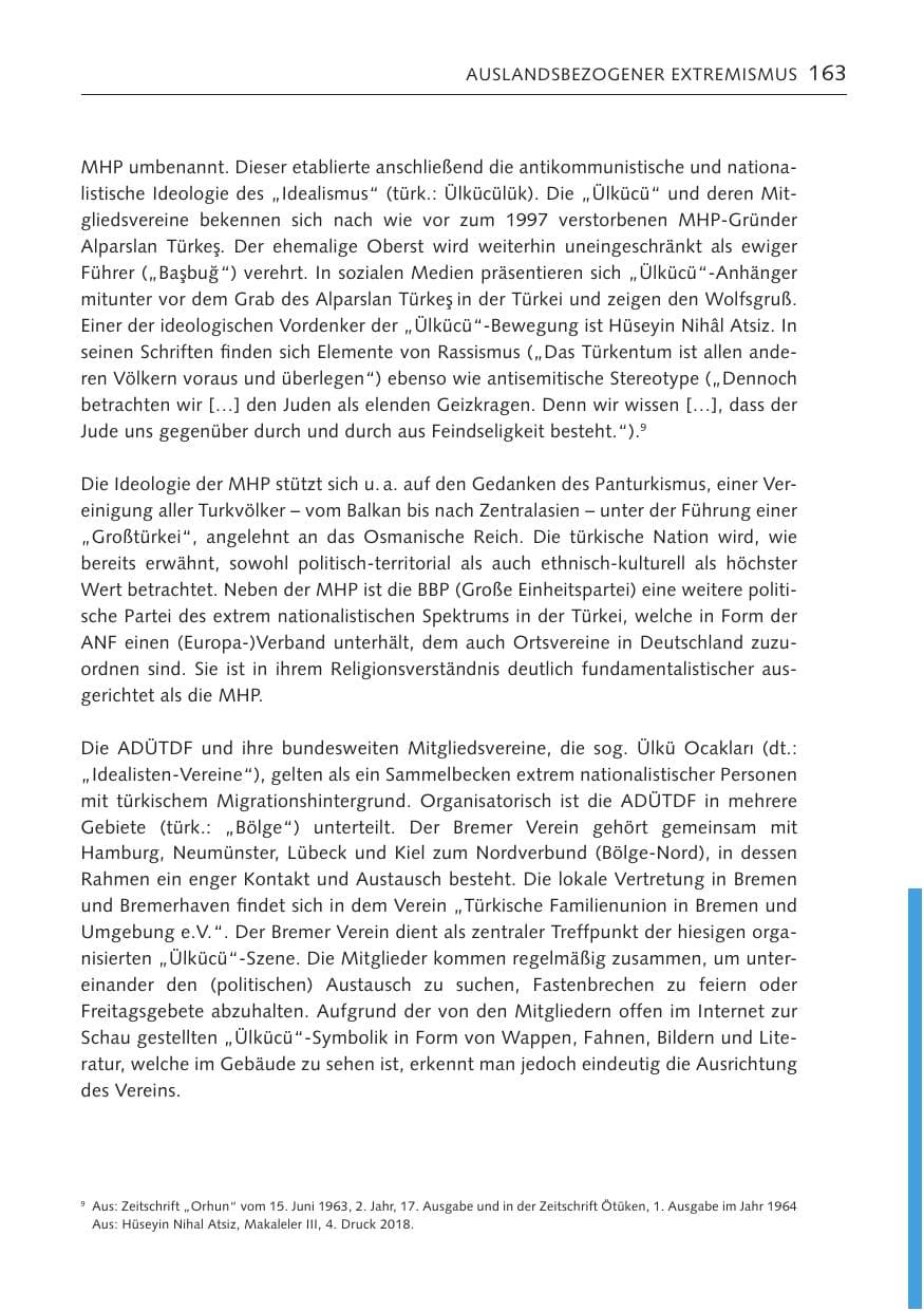 Seite 163 des Verfassungsschutzbericht 2022 Bremen