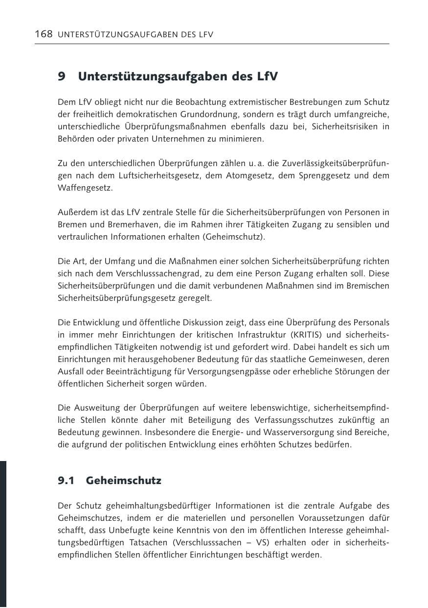 Seite 168 des Verfassungsschutzbericht 2022 Bremen