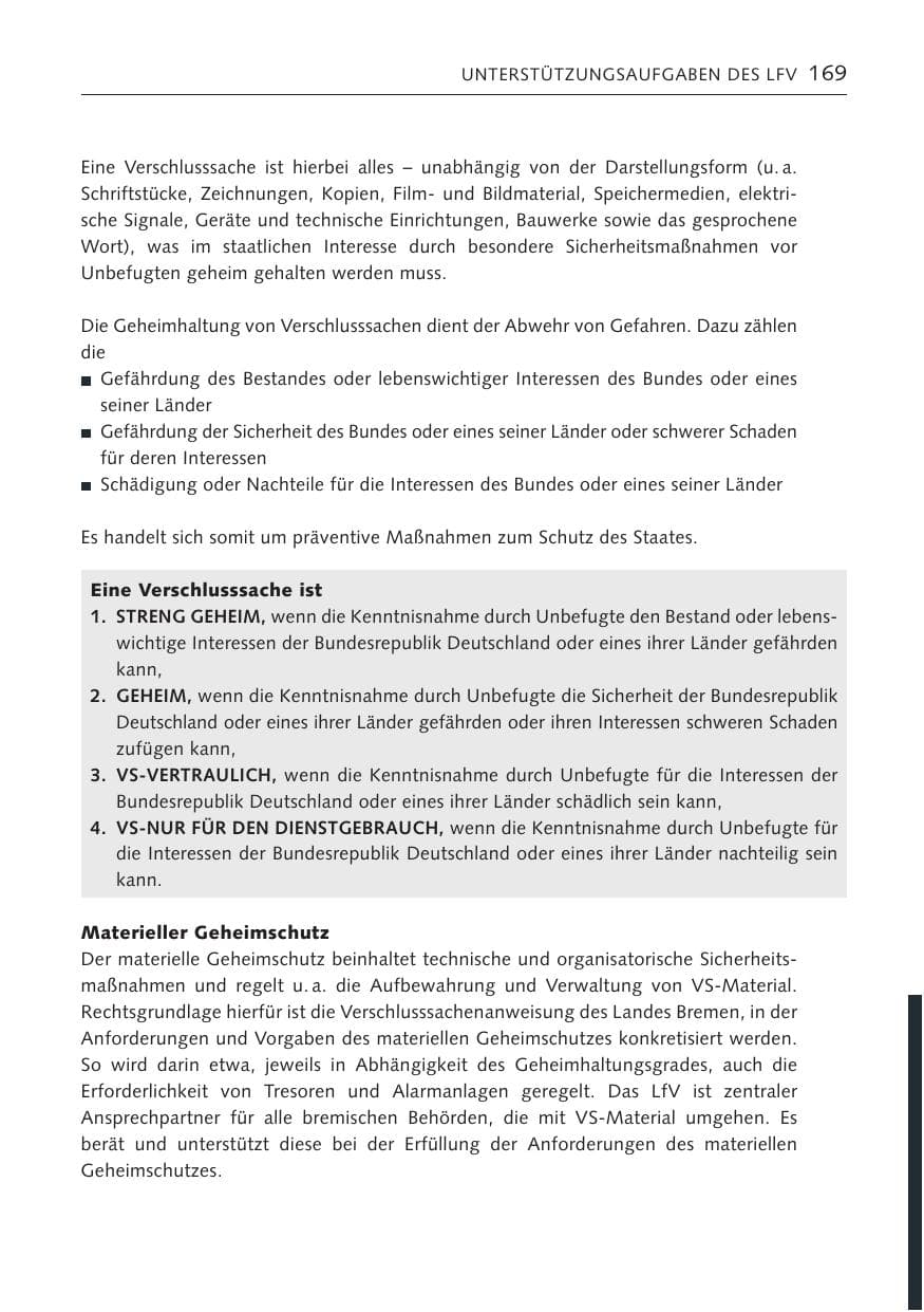 Seite 169 des Verfassungsschutzbericht 2022 Bremen