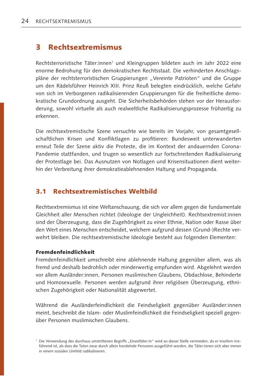 Seite 24 des Verfassungsschutzbericht 2022 Bremen