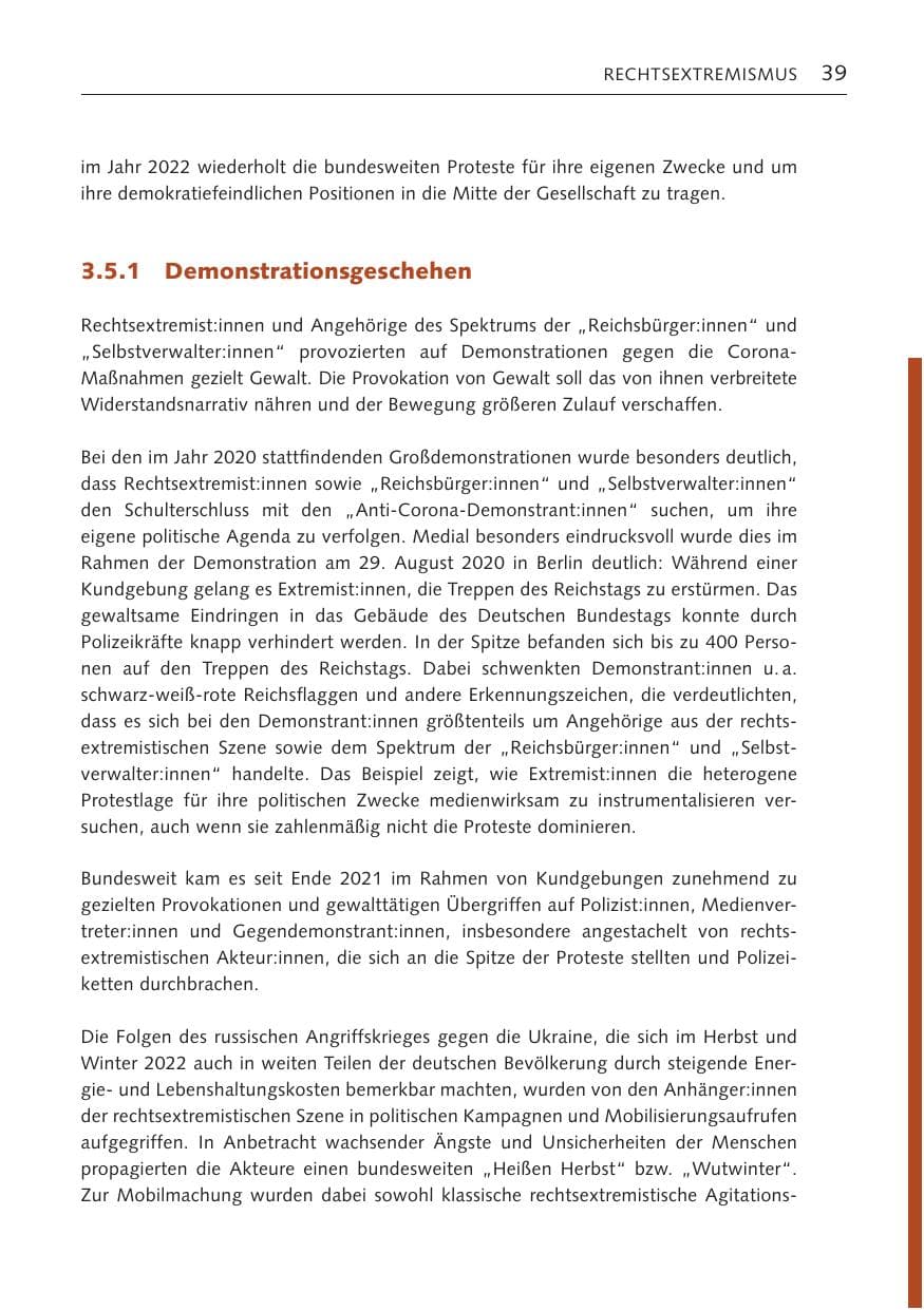 Seite 39 des Verfassungsschutzbericht 2022 Bremen