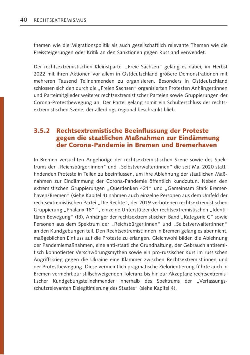 Seite 40 des Verfassungsschutzbericht 2022 Bremen