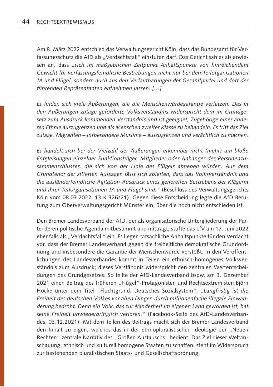 Seite 44 des Verfassungsschutzbericht 2022 Bremen