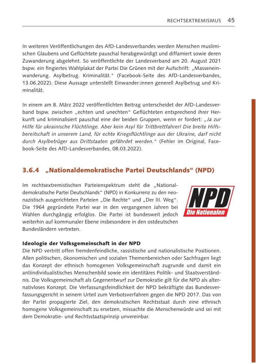Seite 45 des Verfassungsschutzbericht 2022 Bremen