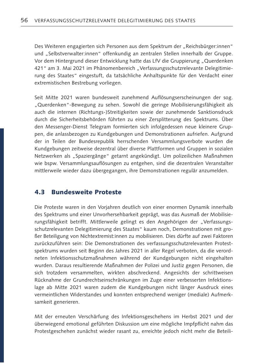 Seite 56 des Verfassungsschutzbericht 2022 Bremen