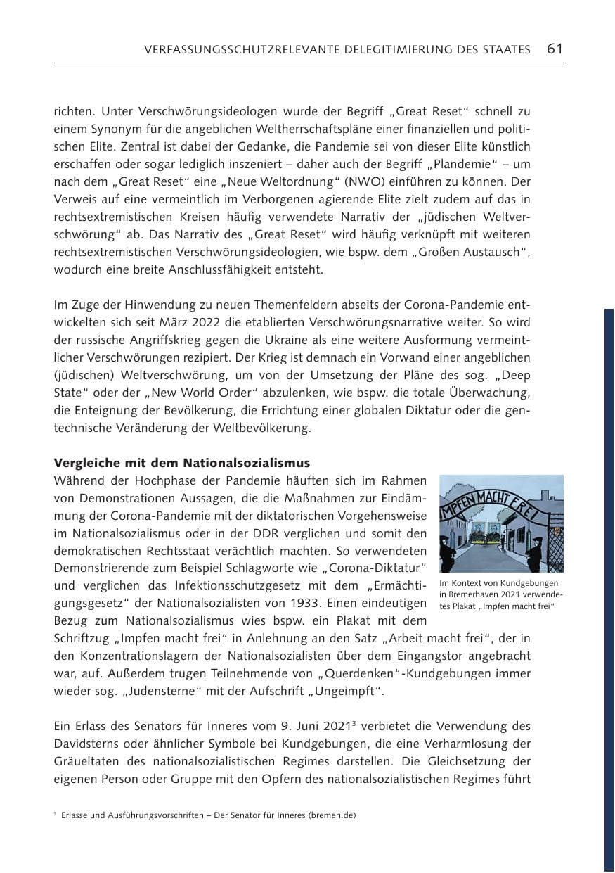 Seite 61 des Verfassungsschutzbericht 2022 Bremen