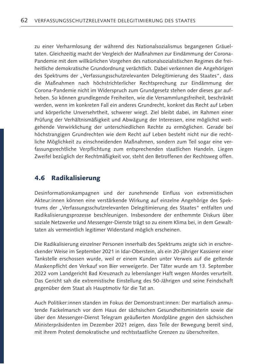 Seite 62 des Verfassungsschutzbericht 2022 Bremen